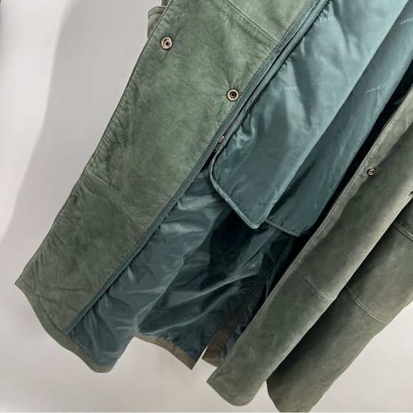 Vintage Wilsons Leather Adventure Bound Green Trench Coat Jacket - Picture 12 of 16